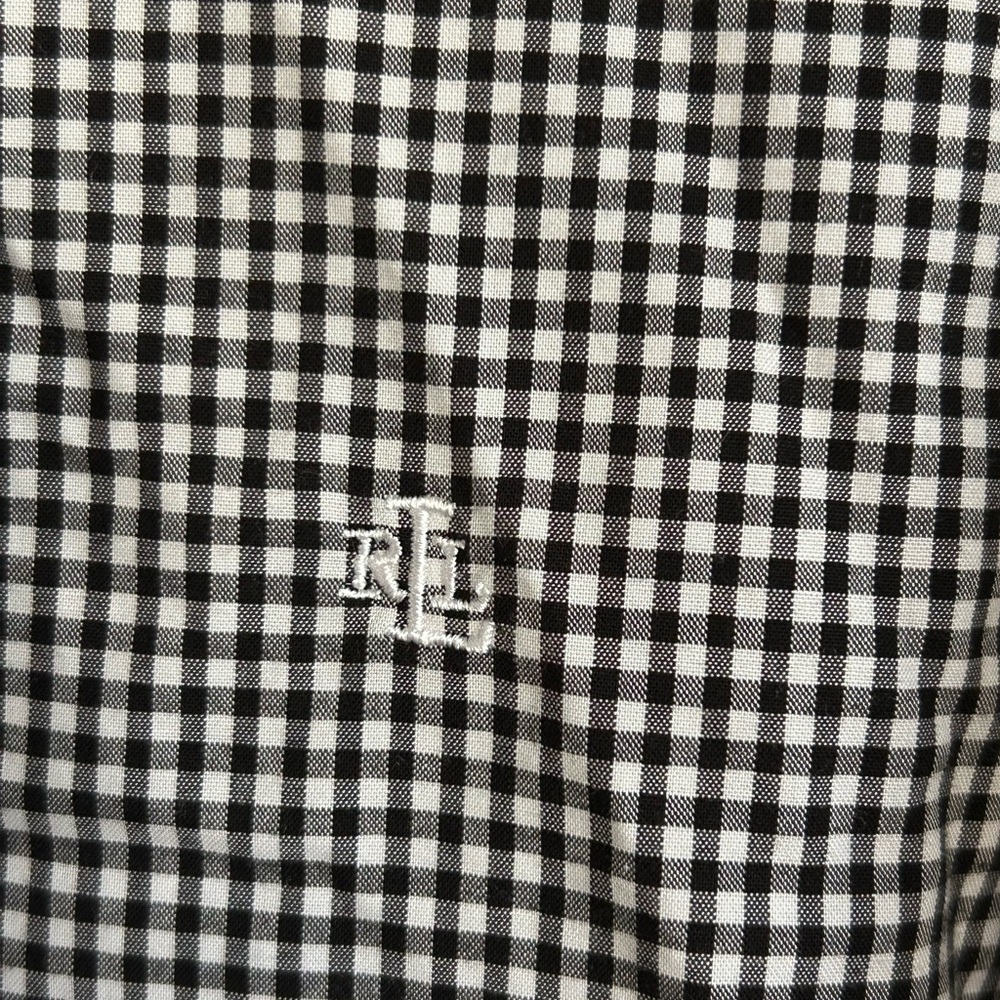 LRL Black & White Gingham Button Down Top Plus Size 2X Plaid Classic Preppy - Picture 4 of 6